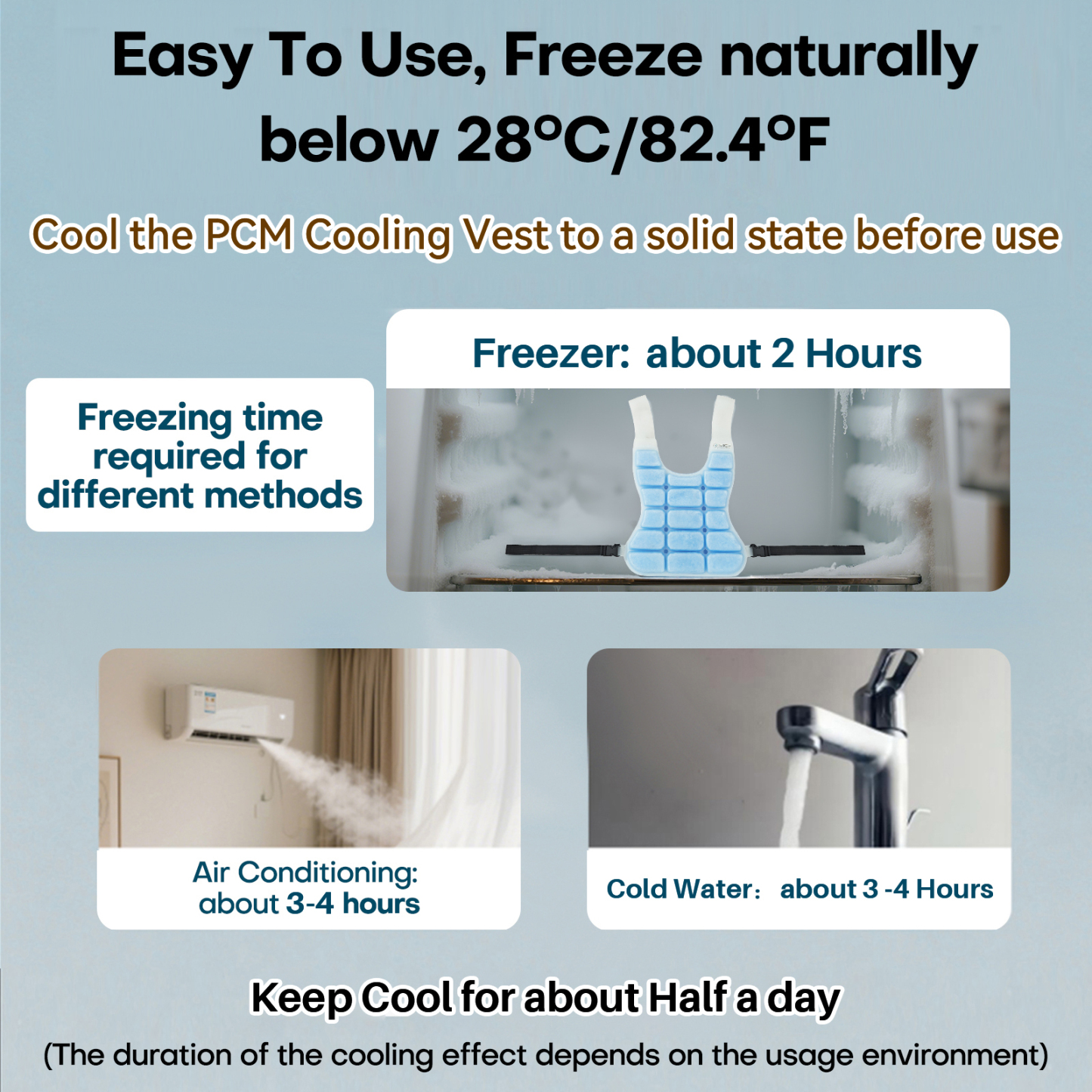 BECGAM PCM Cooling Vest for MS Patients, Heat Stroke Prevention Cooling Vest with Removable PCM Packs, Natural Freezing Below 28°C/82.4°F, Rapid Physical Cooling Vest