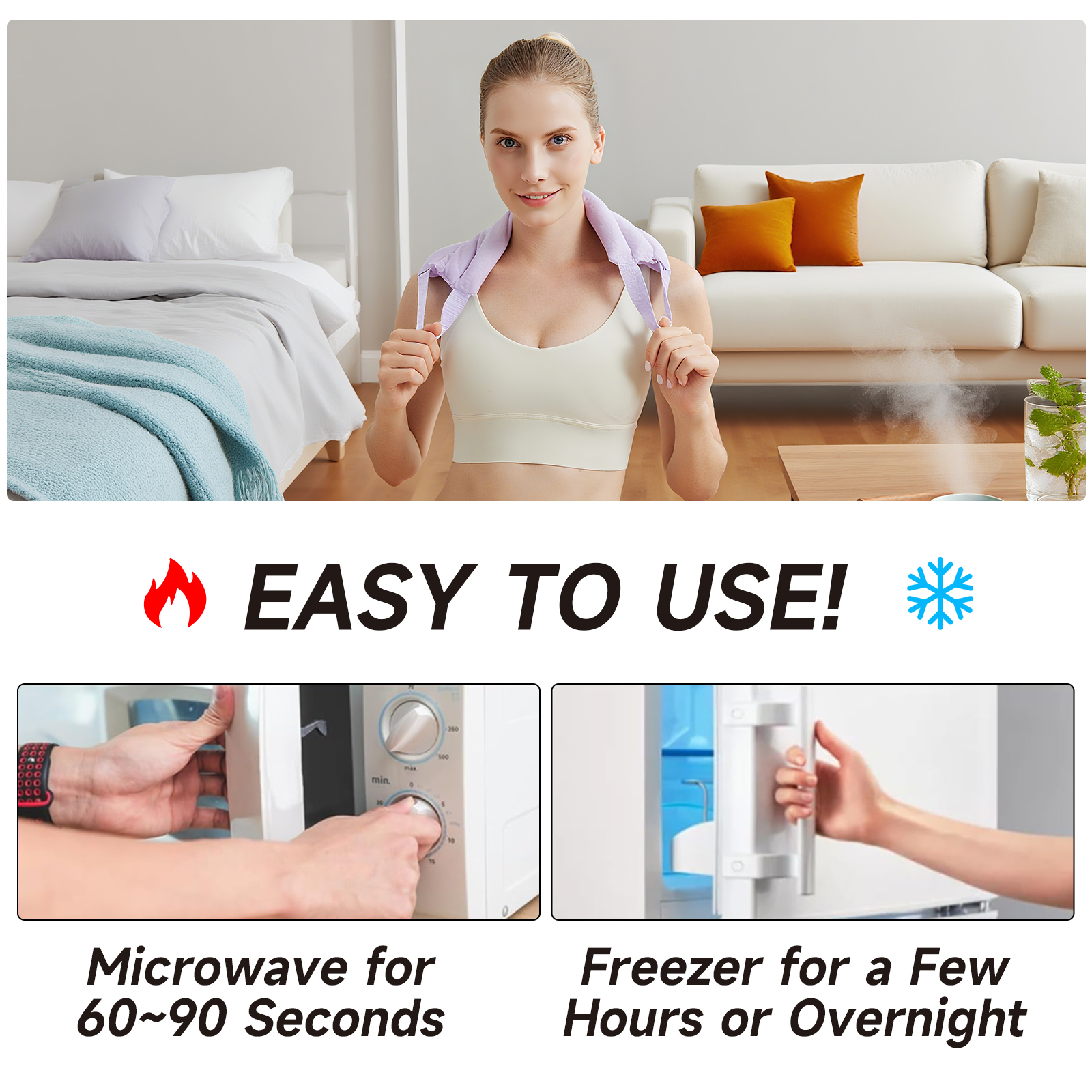 BECGAM Microwave Heating Pad, Microwavable Heating Pads for Neck and Shoulder, Heating Pad Microwavable Moist Heat Pack, Warm Compress