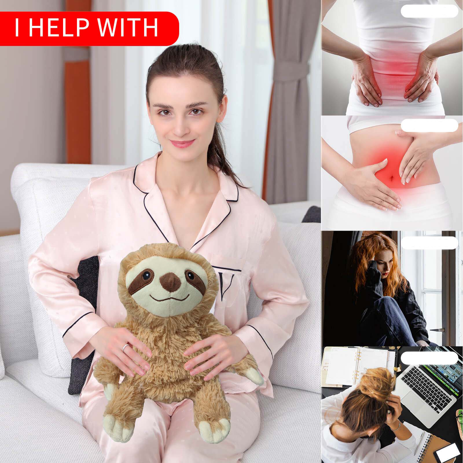 Microwave Heating Pad Animal, Heatable Stuffed Sloth Plush, Warmable Heating Pad, Warm and Hot Therapy for Cramps, Back, and Neck Pain Relief, Keep Warm In Autumn And Winter