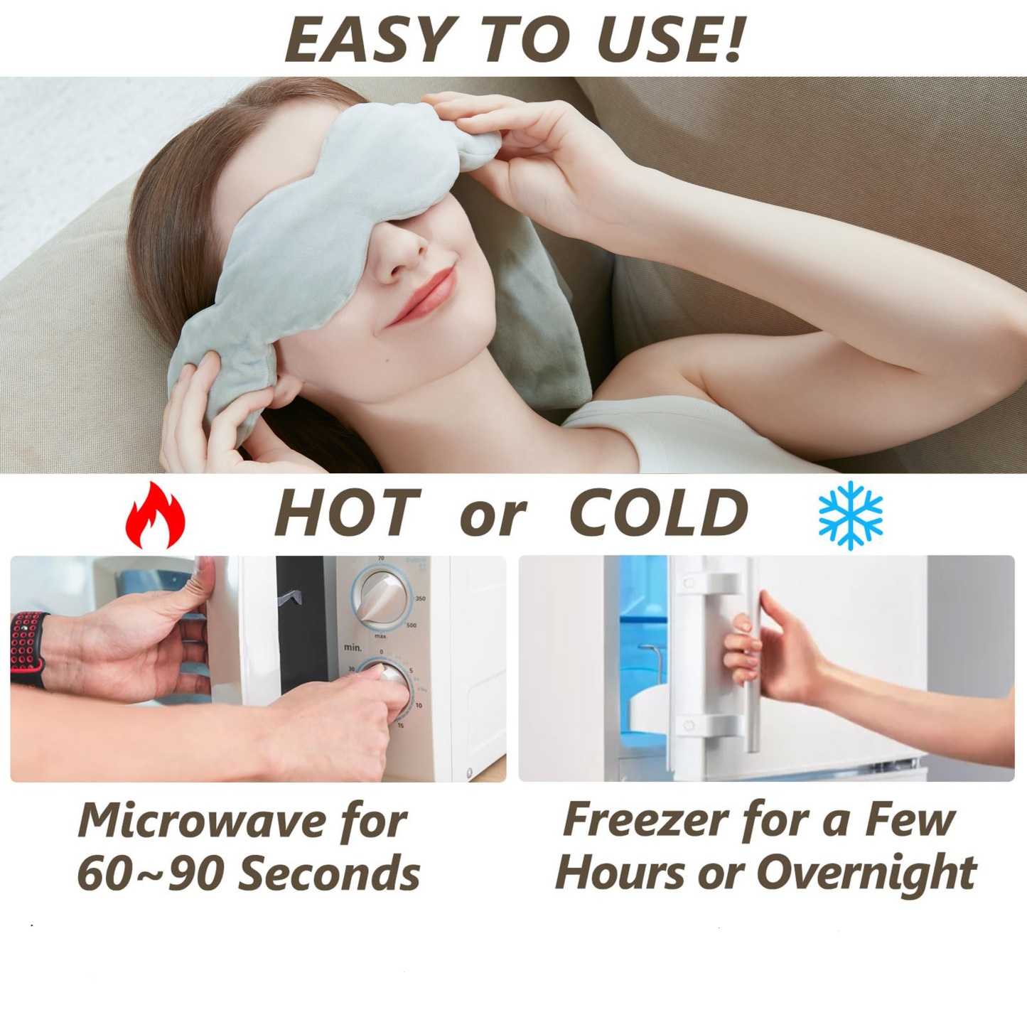 1pc Gentle Pressure Sleep Mask, Hot and Cold Eye Mask, Light Blocking Design For Sleeping, Travel & Relaxation, Flaxseed Filled, Microwaveable(with Washable Cover)