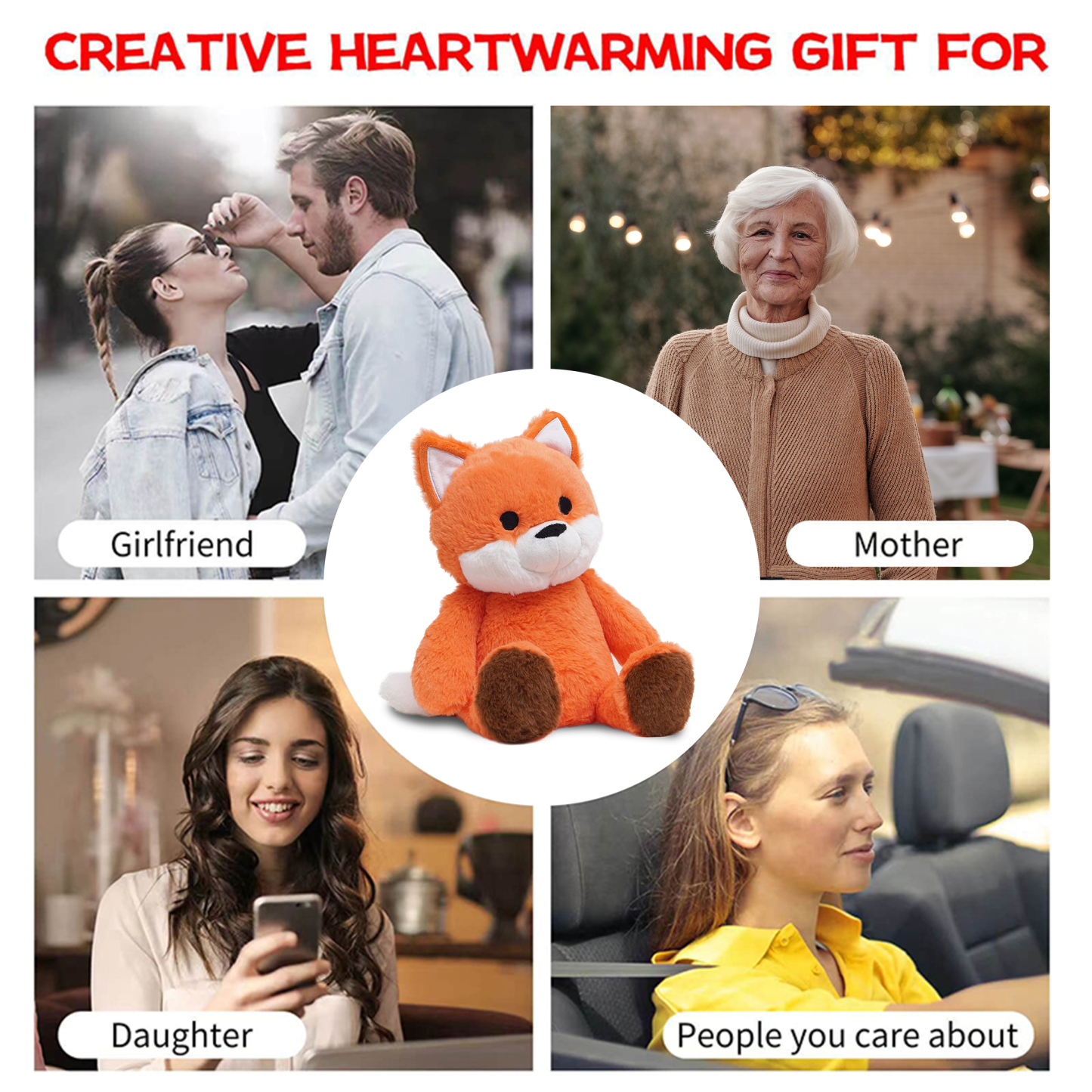 Microwave Heating Pad Animal, Heatable Stuffed Fox Plush, Fox Toy, Warmable Heating Pad, Warm and Hot Therapy for Cramps, Back, and Neck Pain Relief, Keep Warm In Autumn And Winter