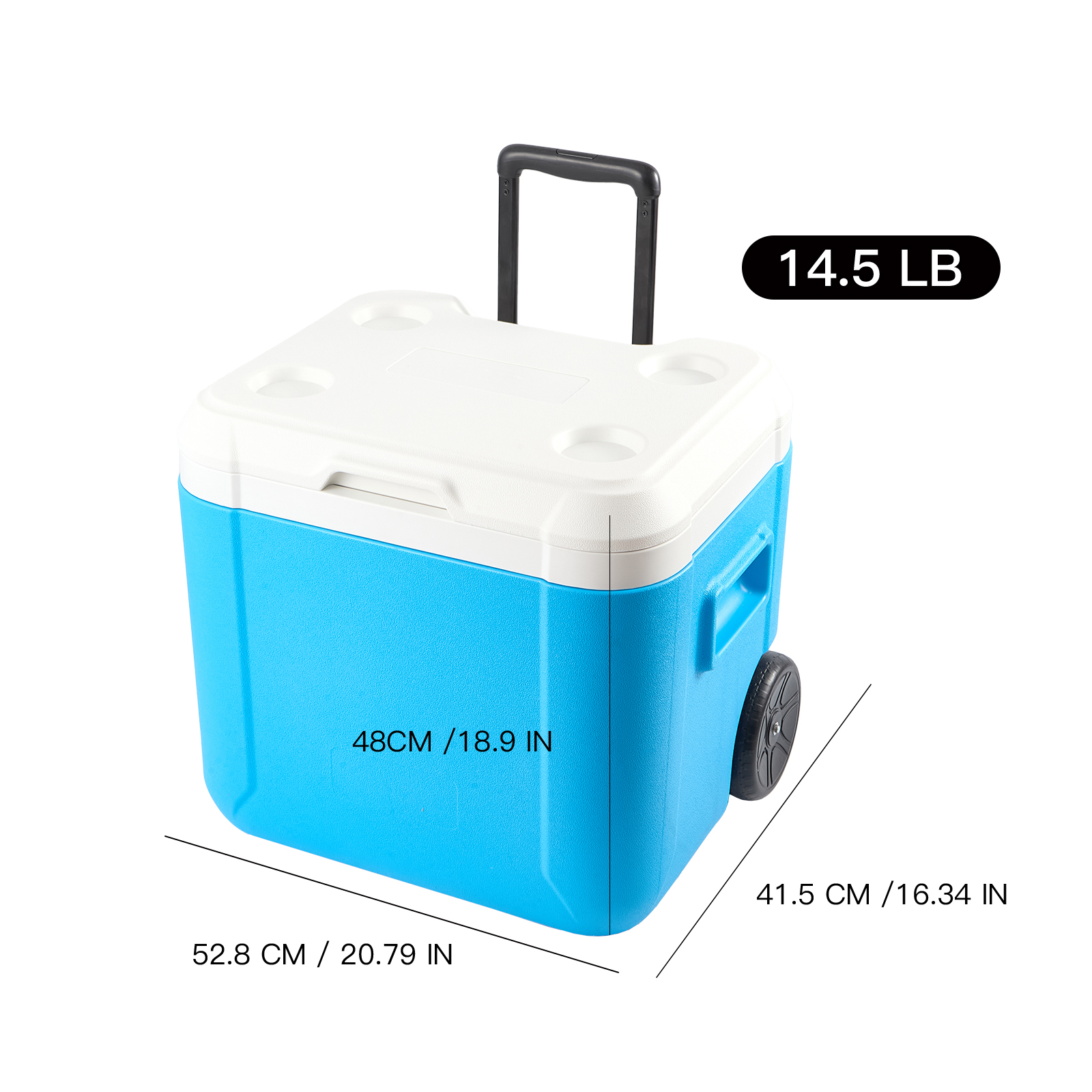 BECGAM 52qt Wheeled Portable Cooler Insulated Hard Cooler with free 6 ice bag & Heavy-Duty Wheels & Handle Great for Camping Tailgating Beach Picnic Groceries Boating & More