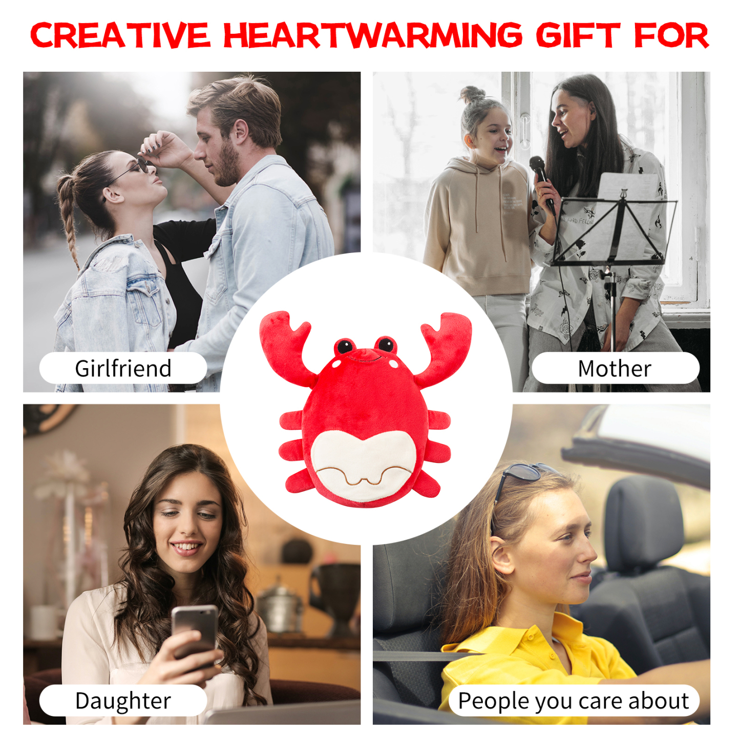 1pc Crab Microwave Heating Pad For Cramp Relief, Warm Microwave Animal, Crab Plush Toy With Removable Lavender Scented Heating Pad