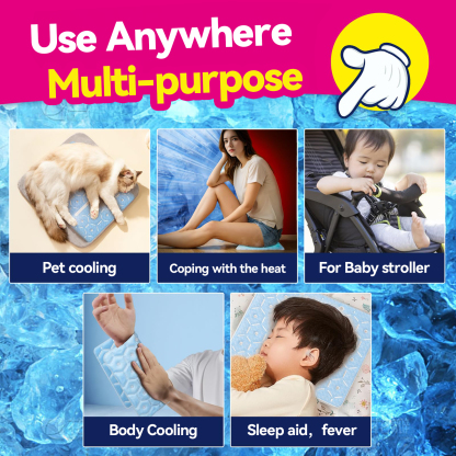 Ice Pad, Cooling Mat Reusable, No-Sweat Cooling Pad for Heat Protection, Perfect for Pets, Adults - Ideal for Indoor/Outdoor Use