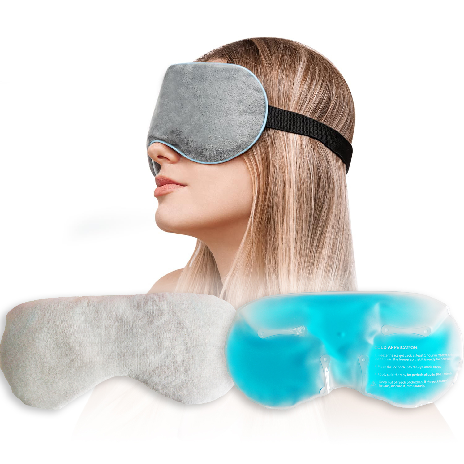 Cooling Eye Mask, Reusable Cold Sleep Eye Compress and Moist Heat for 