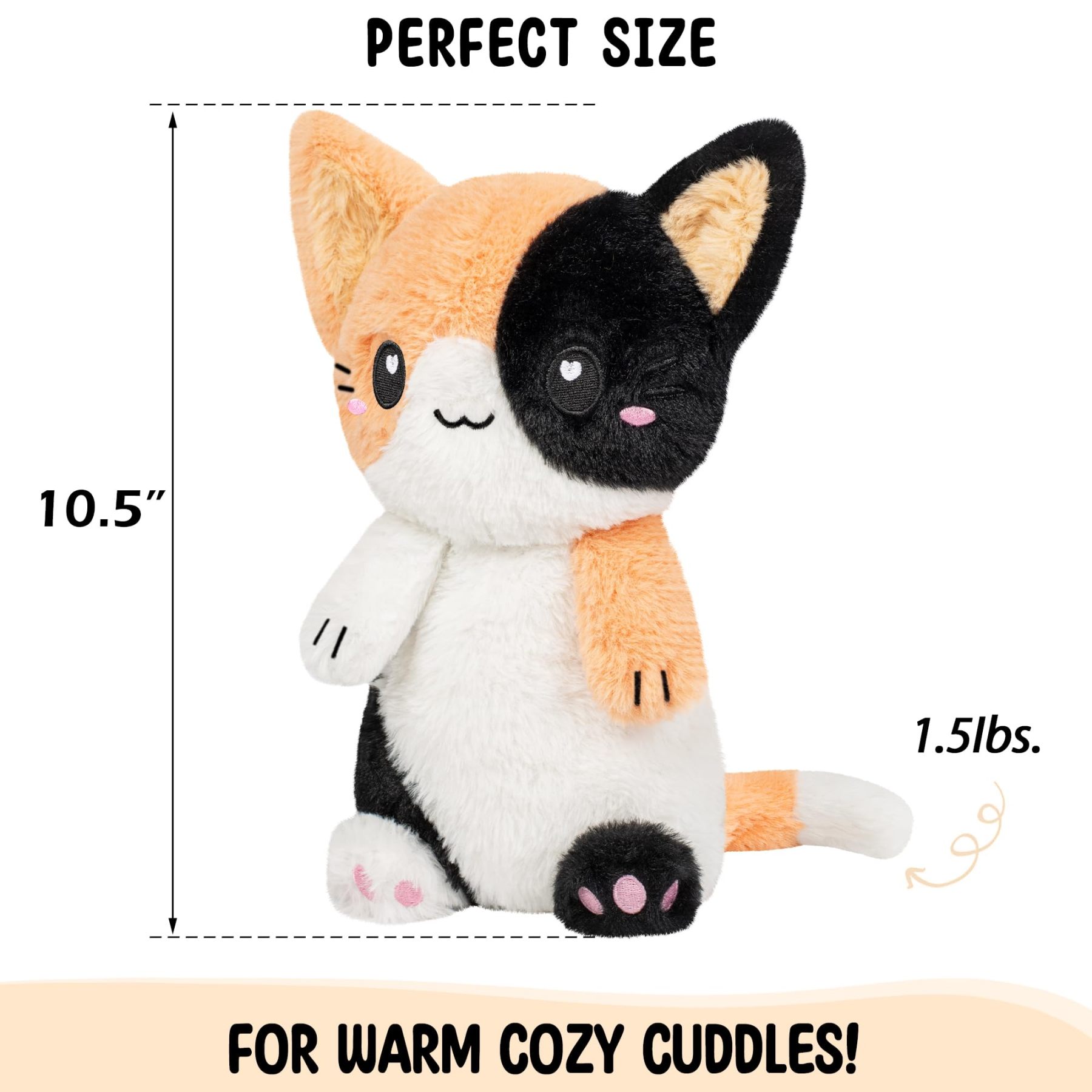 Calico Cat Microwavable 1.5 lbs Unscented Heating Pad for Women and Kids- Cute Soft Cozy Pillow Plush Heatable Warm Stuffed Animals - Kawaii Hot and Cold Plushie - Calico Cat Gifts for Girls and Women