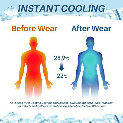BECGAM PCM Cooling Vest for MS Patients, Heat Stroke Prevention Cooling Vest with Removable PCM Packs, Natural Freezing Below 28°C/82.4°F, Rapid Physical Cooling Vest