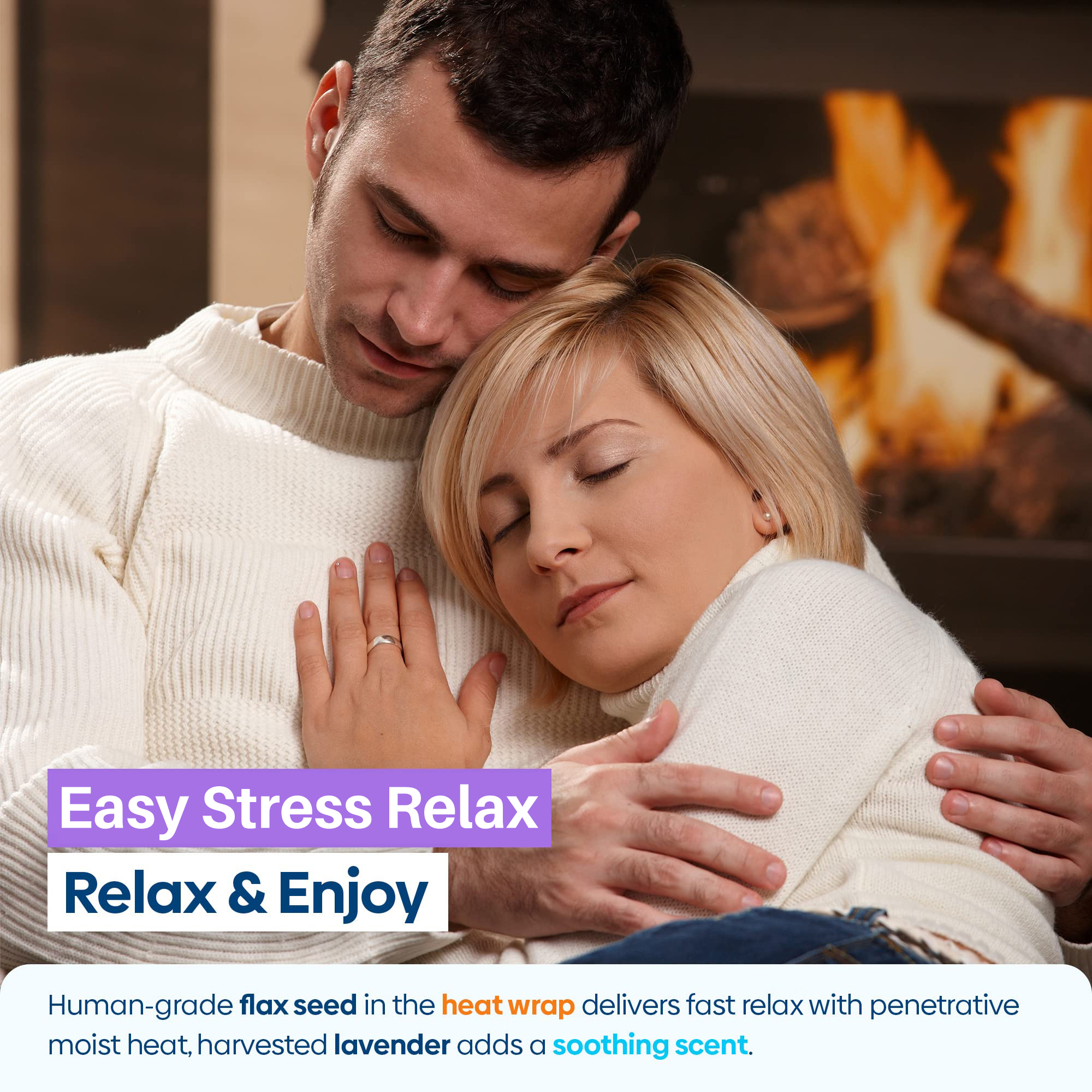 Microwave Heating Pad, Microwavable Moist Heated Neck and Shoulder Wrap, Versatile Weighted Beanbag Cold Pack or Warm Compress, 26x5 Inches, Navy Blue, Keep Warm In Autumn And Winter