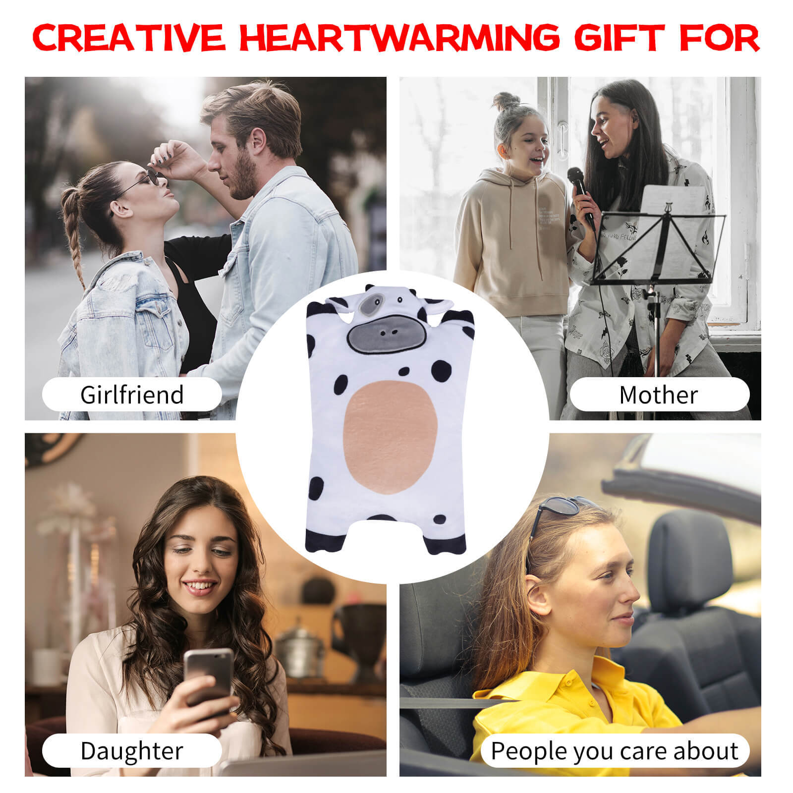 Microwave Heating Pad for Pain Relief, Heating Pads for Cramps, Back Pain, Neck Shoulder, Muscles, Knee, Joints, Microwavable Natural Heat Pack Moist Heat, White Cow, Keep Warm In Autumn And Winter