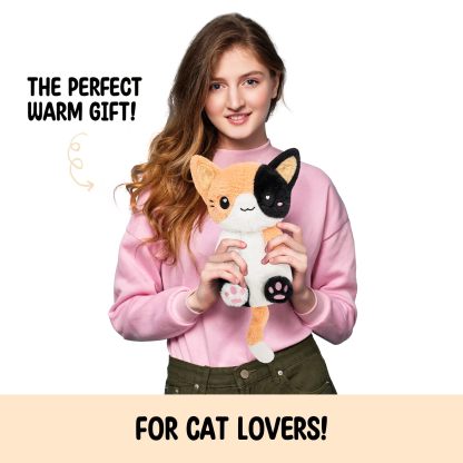 Calico Cat Microwavable 1.5 lbs Unscented Heating Pad for Women and Kids- Cute Soft Cozy Pillow Plush Heatable Warm Stuffed Animals - Kawaii Hot and Cold Plushie - Calico Cat Gifts for Girls and Women