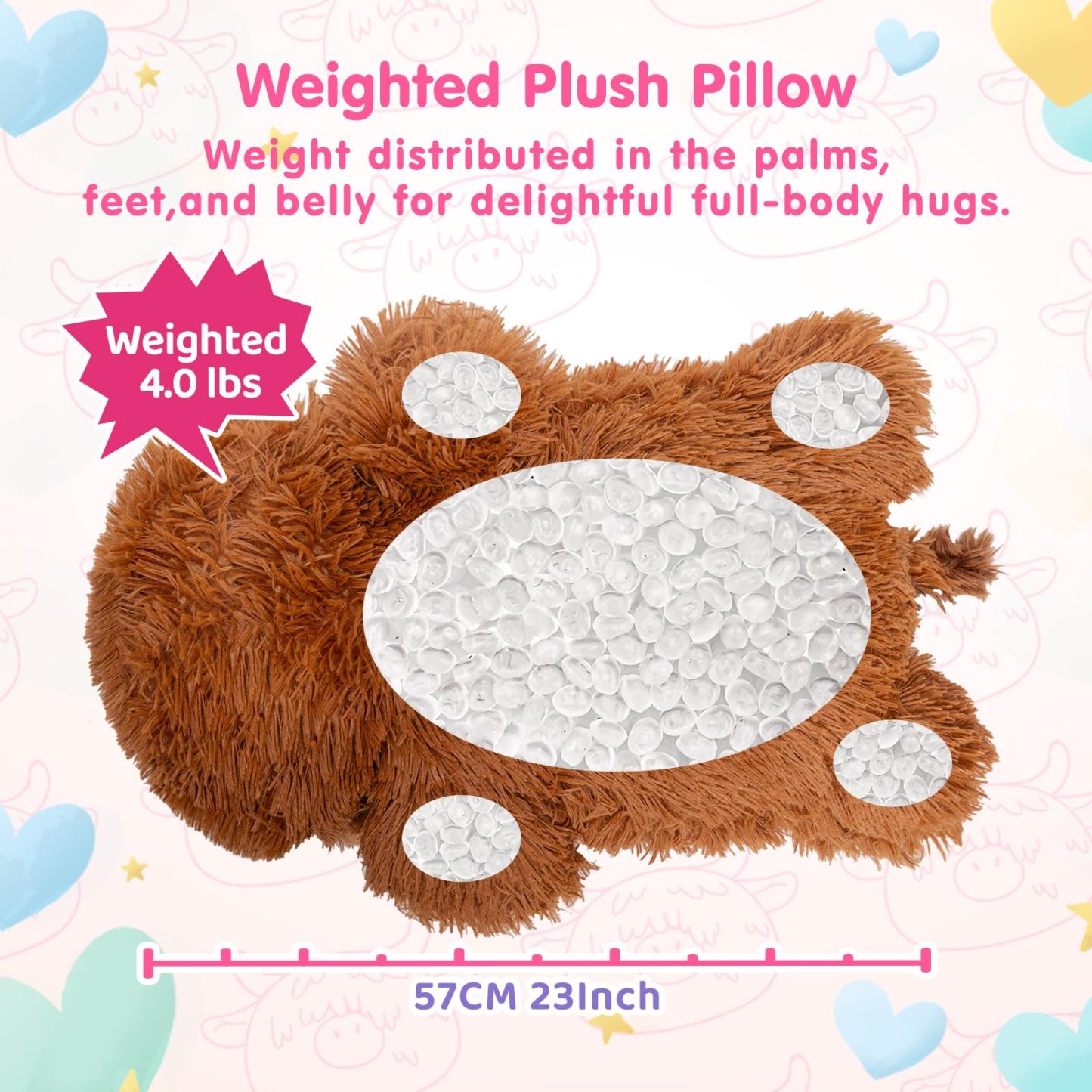 Weighted Highland Cow Plush, Weighted Stuffed Animals 4.0 Lbs, Cow Plush for Kids, Highland Cow Stuffed Animals, Weighted Plush Toy Birthday Gifts for Women, Girls and Males (23 inch)