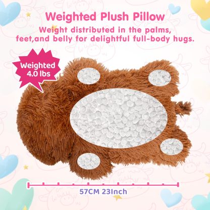 Weighted Highland Cow Plush, Weighted Stuffed Animals 4.0 Lbs, Cow Plush for Kids, Highland Cow Stuffed Animals, Weighted Plush Toy Birthday Gifts for Women, Girls and Males (23 inch)