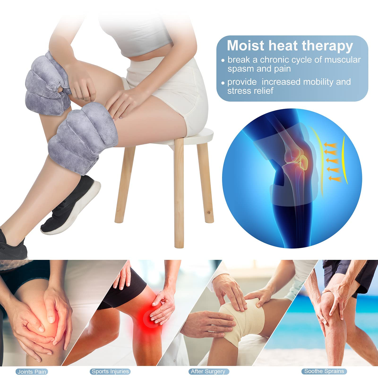 Microwave Heating Pad for Knee Pain Relief & Arthritis Elbow,Muscle and Joint, Microwavable Heated Knee Wrap for Tennis Elbow Treatment, Men and Women