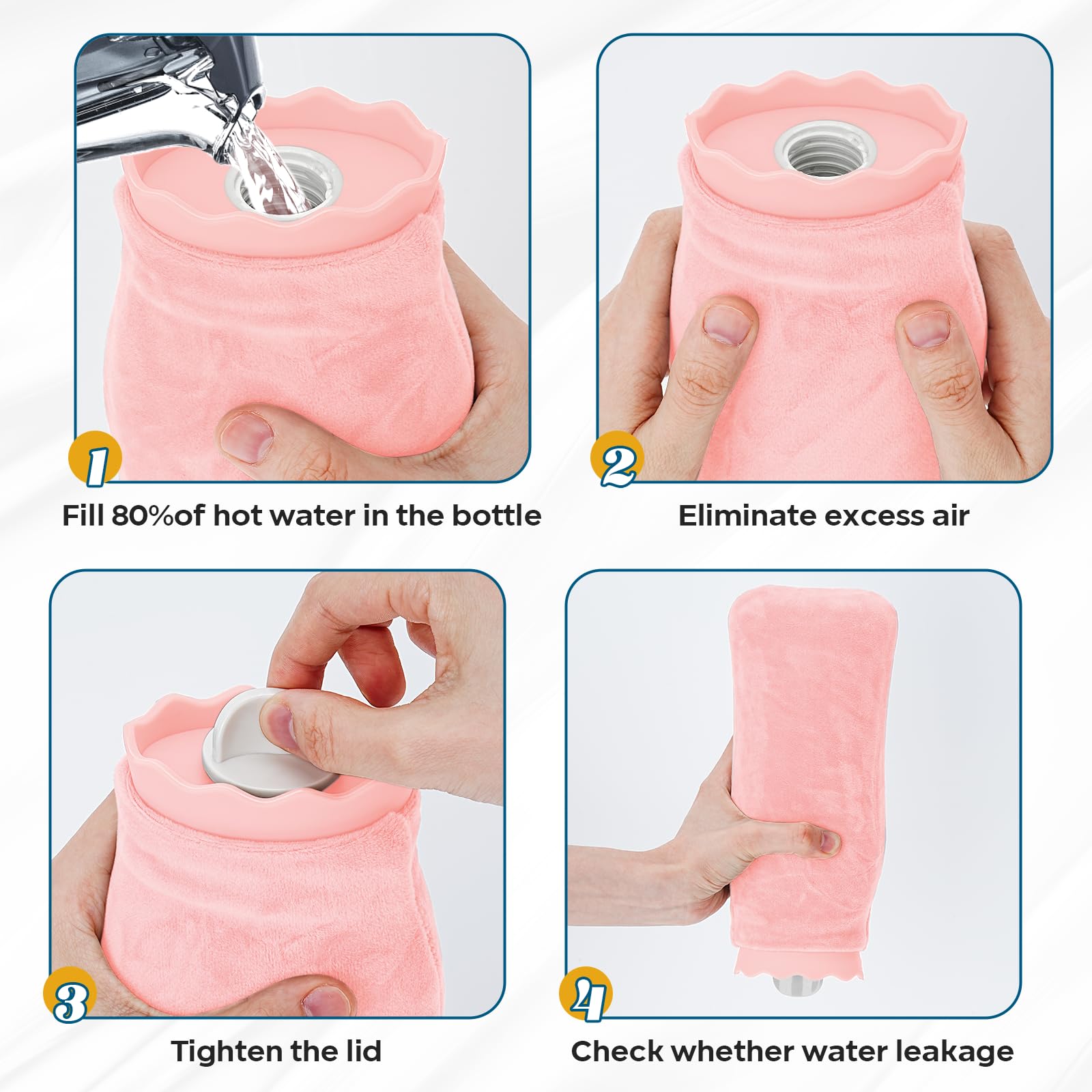 Microwaveable Hot Water Bottle with Cover, BPA-Free Silicone Hot Water Bottle for Hot & Cold Therapy