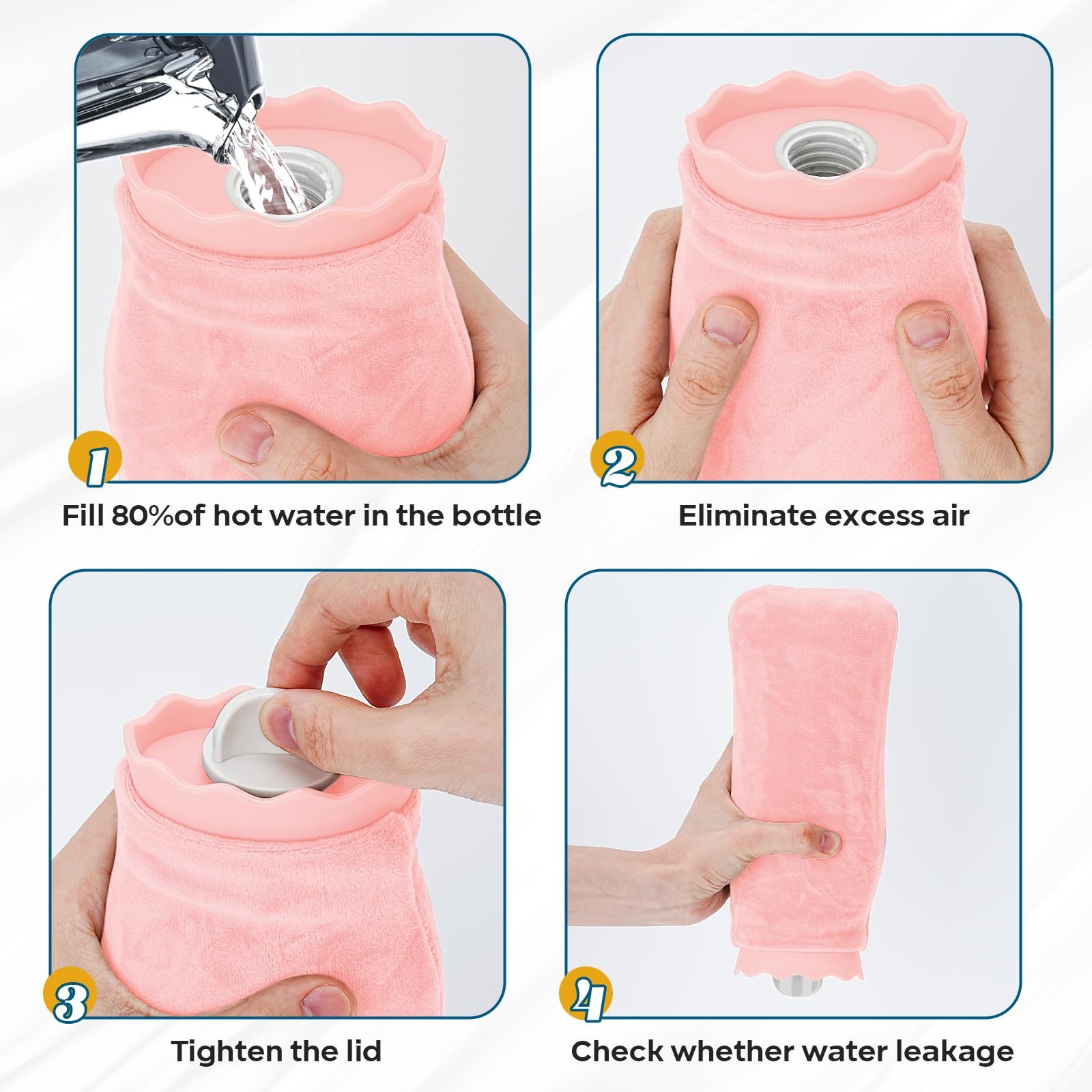 Microwaveable Hot Water Bottle with Cover, BPA-Free Silicone Hot Water Bottle for Hot & Cold Therapy