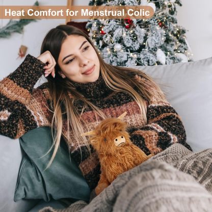 Heatable & Coolable Highland Cow Stuffed Animals Plushie, Microwavable Heating Pad for Soothing & Relaxation, Lavender Scented Cattle Plush Toys for Stress Relief, Stuffed Cow Gifts