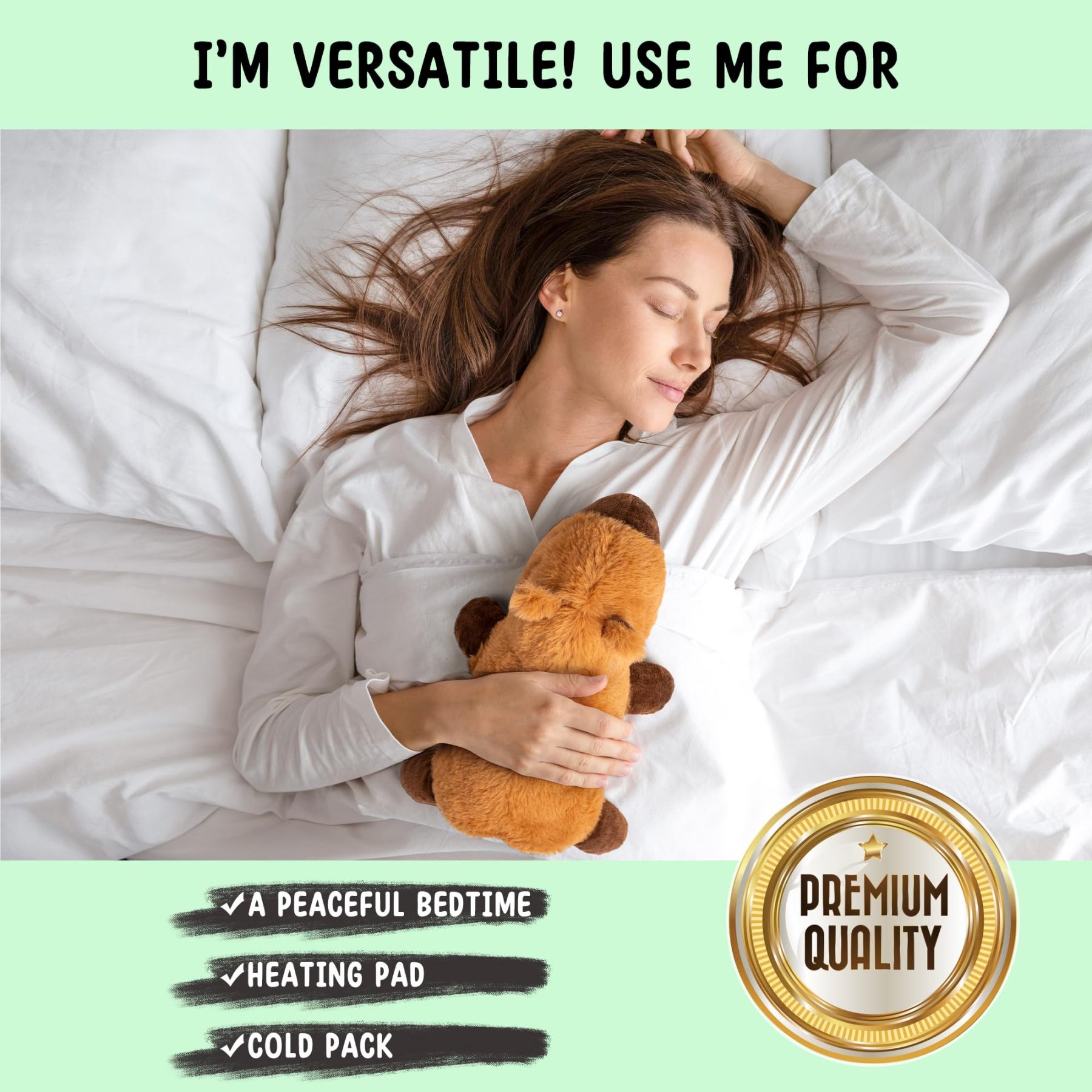 Capybara Microwavable Unscented 1.5 lbs Heating Pad for Women and Kids - Cute Soft Cozy Pillow Plush Heatable Warm Stuffed Animals - Kawaii Hot and Cold Plushie Food Toy- Capybara Gifts for Girls Boys