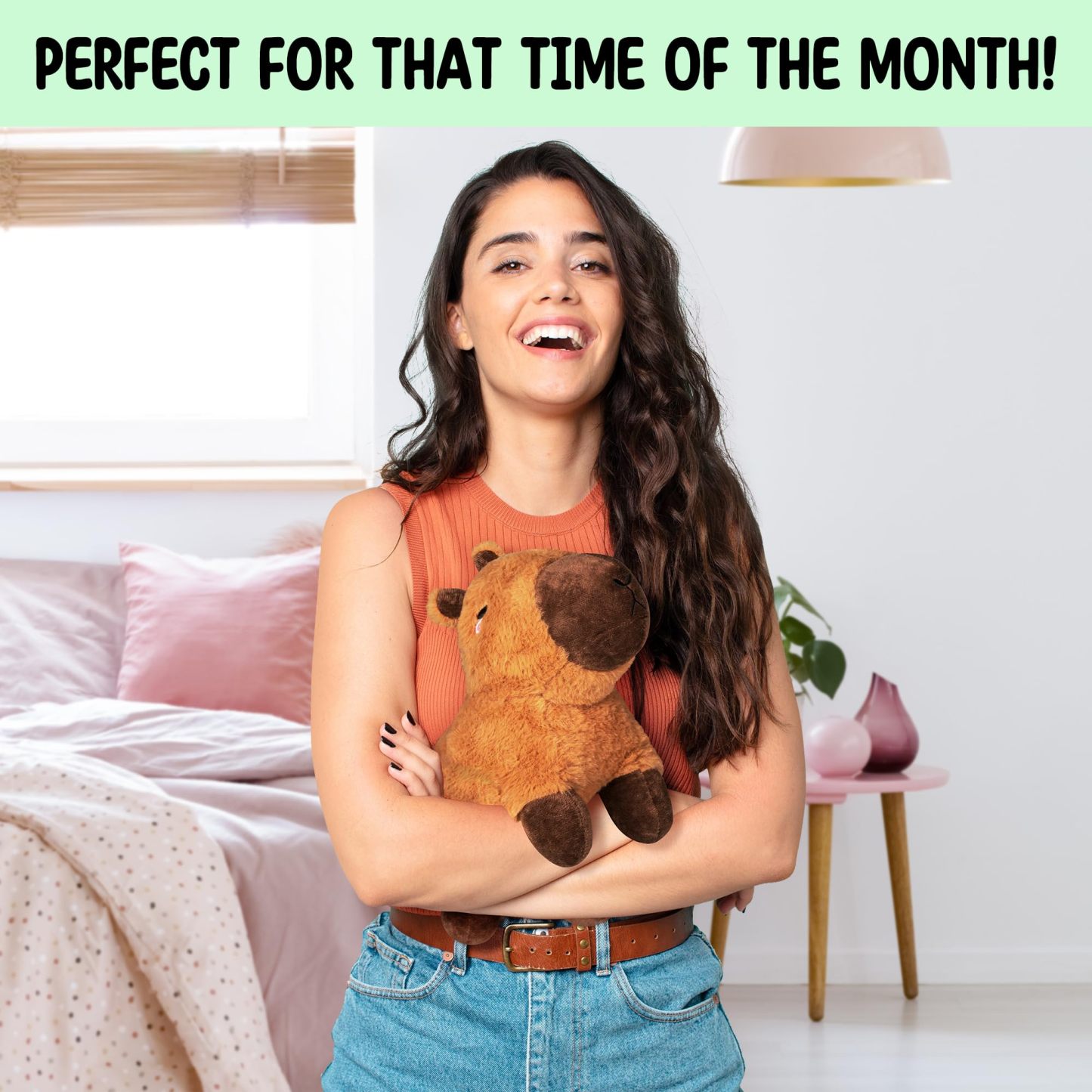 Capybara Microwavable Unscented 1.5 lbs Heating Pad for Women and Kids - Cute Soft Cozy Pillow Plush Heatable Warm Stuffed Animals - Kawaii Hot and Cold Plushie Food Toy- Capybara Gifts for Girls Boys