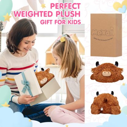 Weighted Highland Cow Plush, Weighted Stuffed Animals 4.0 Lbs, Cow Plush for Kids, Highland Cow Stuffed Animals, Weighted Plush Toy Birthday Gifts for Women, Girls and Males (23 inch)