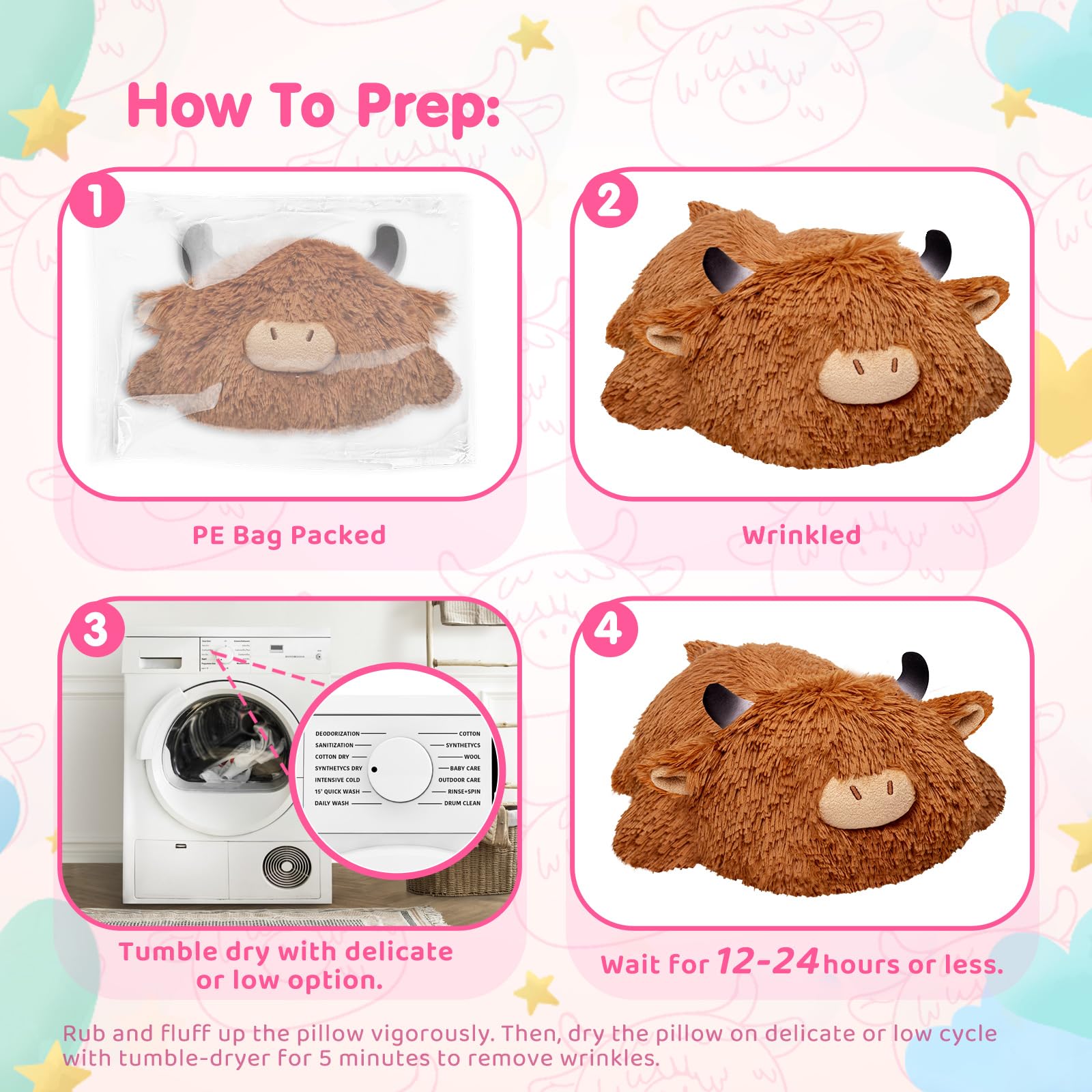 Weighted Highland Cow Plush, Weighted Stuffed Animals 4.0 Lbs, Cow Plush for Kids, Highland Cow Stuffed Animals, Weighted Plush Toy Birthday Gifts for Women, Girls and Males (23 inch)