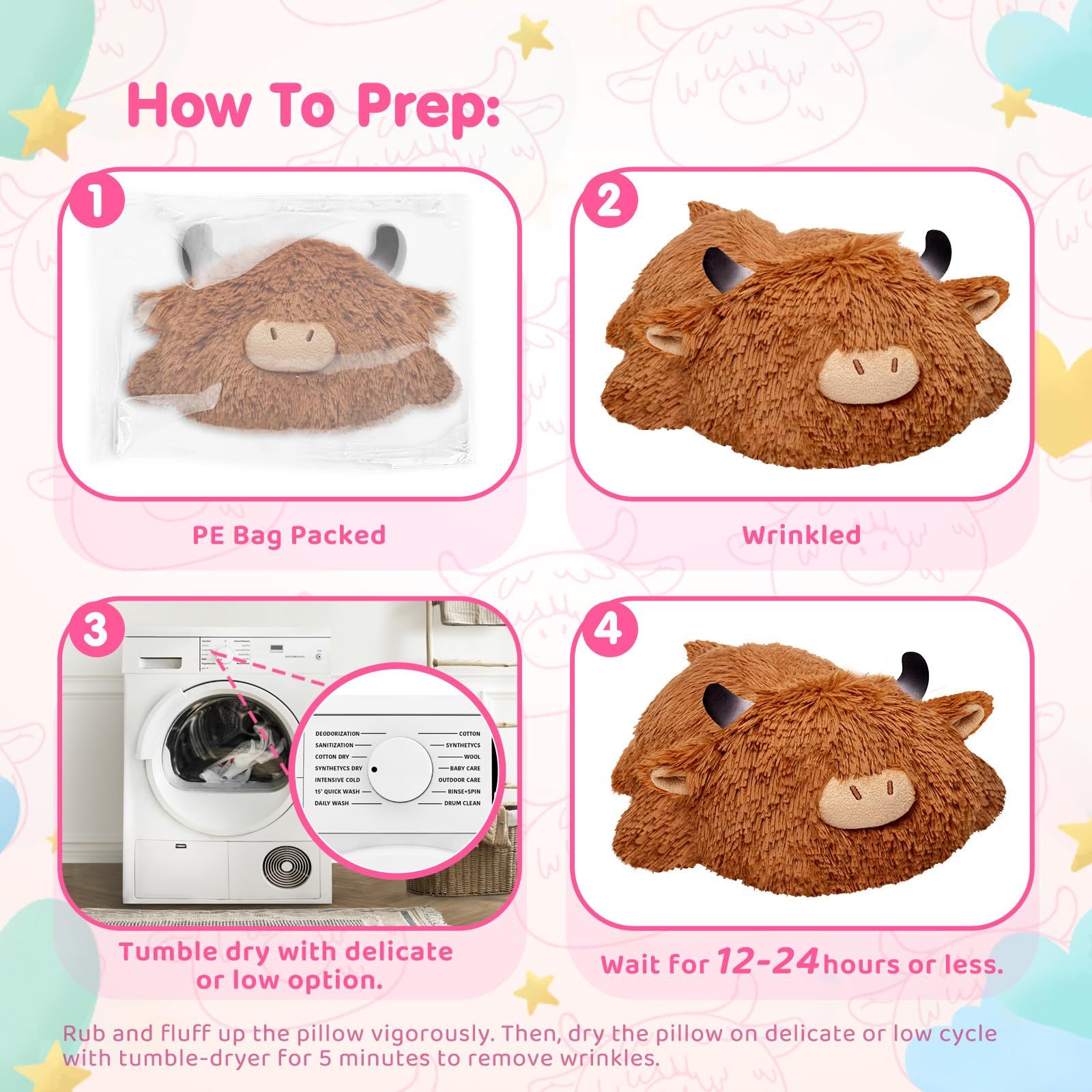 Weighted Highland Cow Plush, Weighted Stuffed Animals 4.0 Lbs, Cow Plush for Kids, Highland Cow Stuffed Animals, Weighted Plush Toy Birthday Gifts for Women, Girls and Males (23 inch)