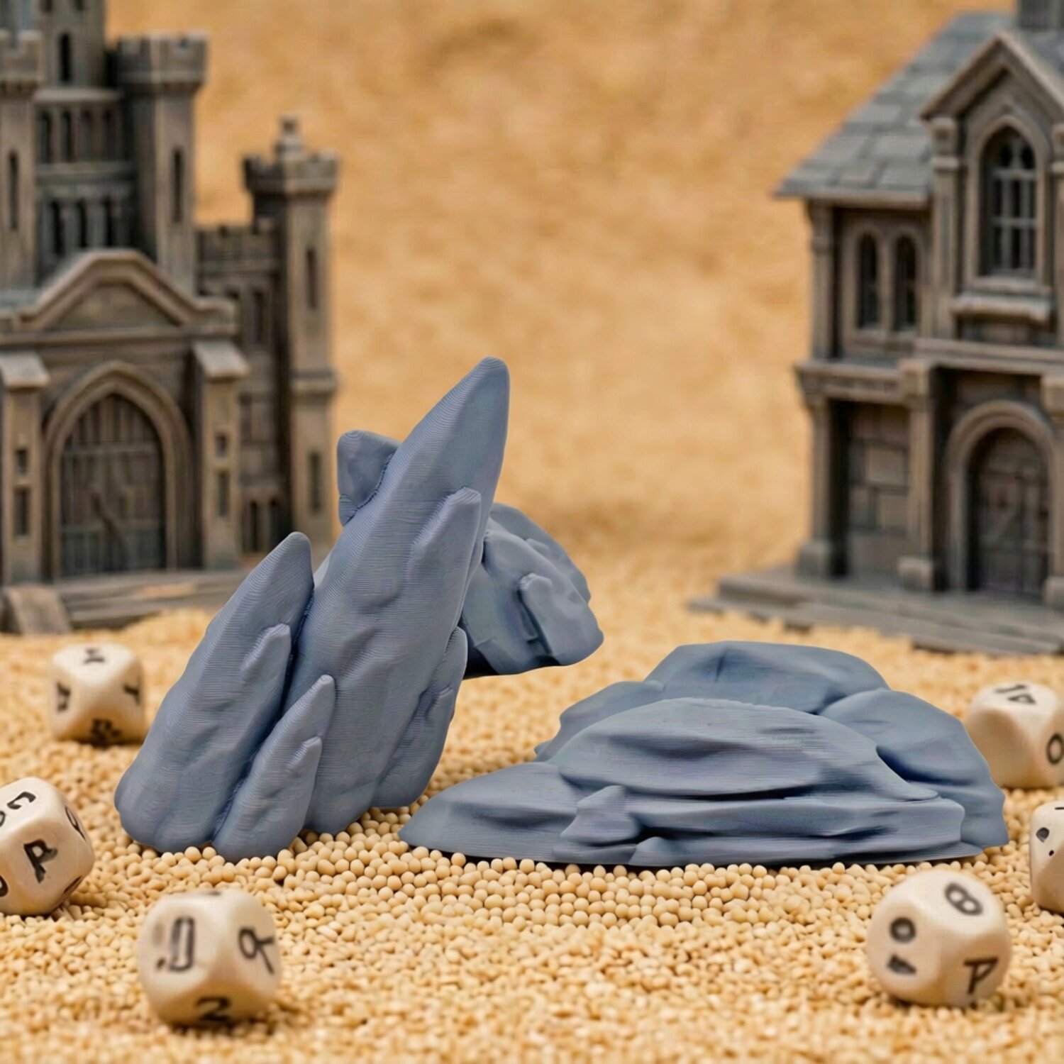 Dragon and Dungeon DND board game terrain with two rock models