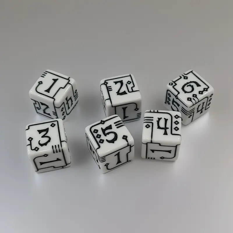 Mechanical Line Pattern D6 Dice