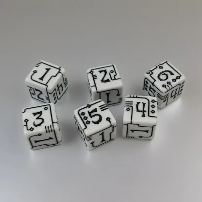 Mechanical Line Pattern D6 Dice