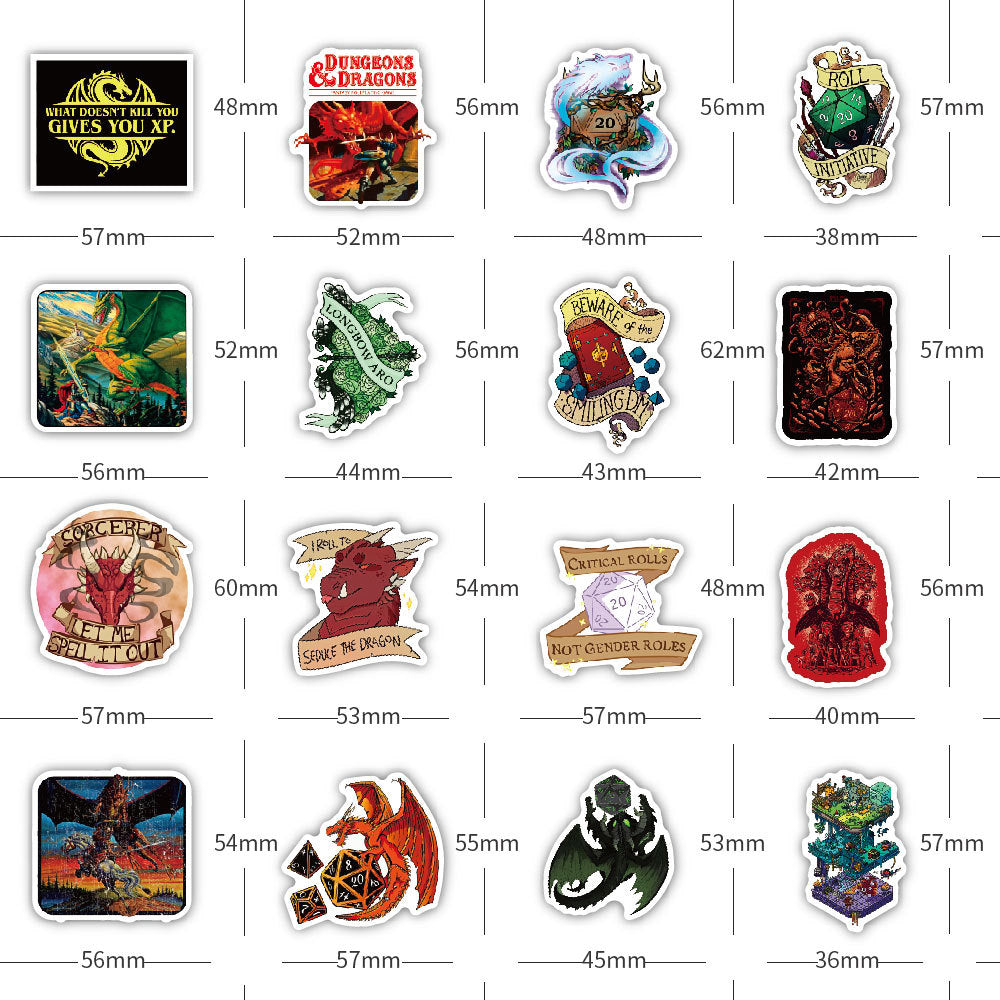 Dungeons & Dragons Repositionierbare Wandaufkleber – 119 Stück, Abziehbar, Mieterfreundlich