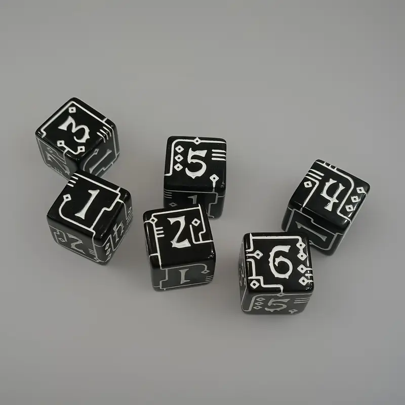 Mechanical Line Pattern D6 Dice