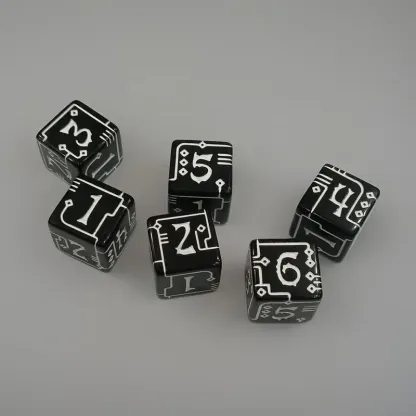 Mechanical Line Pattern D6 Dice