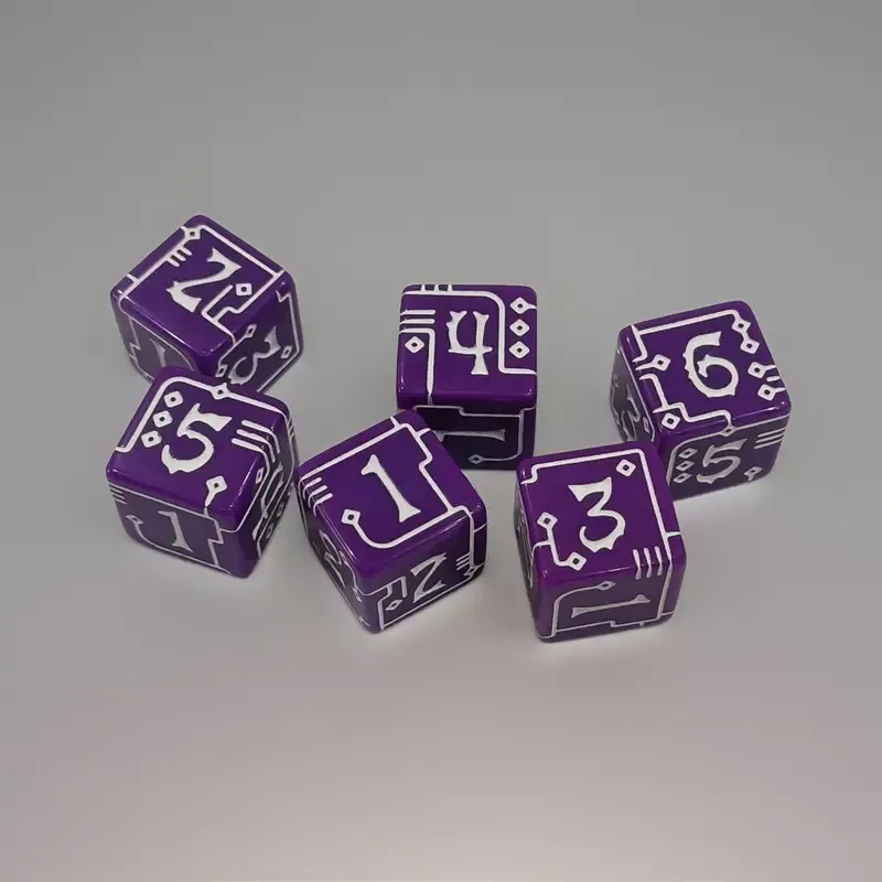 Mechanical Line Pattern D6 Dice