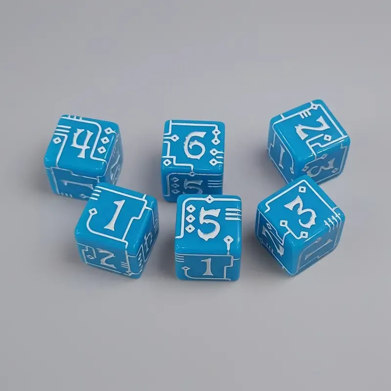 Mechanical Line Pattern D6 Dice