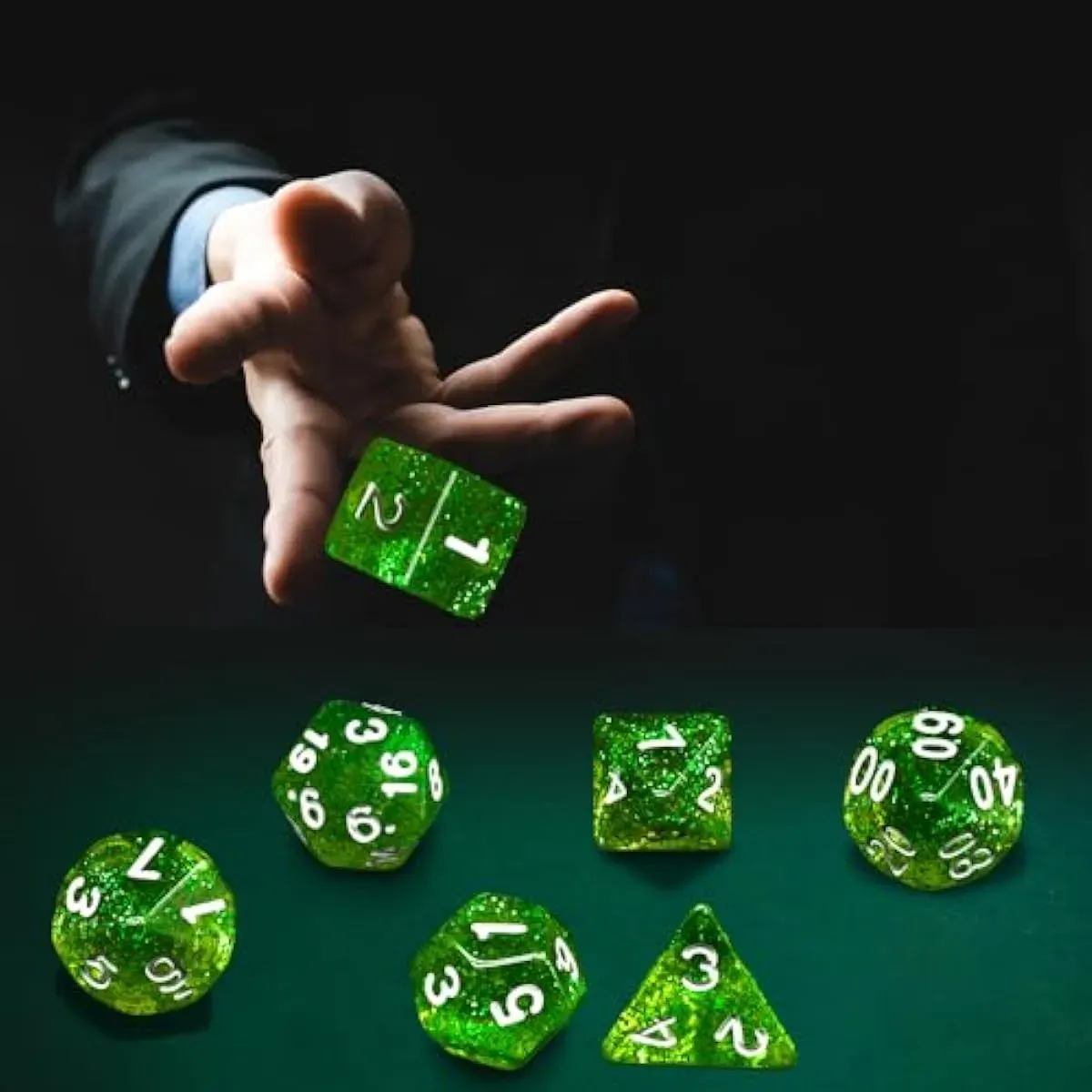 Green Starry Sky Dice Set