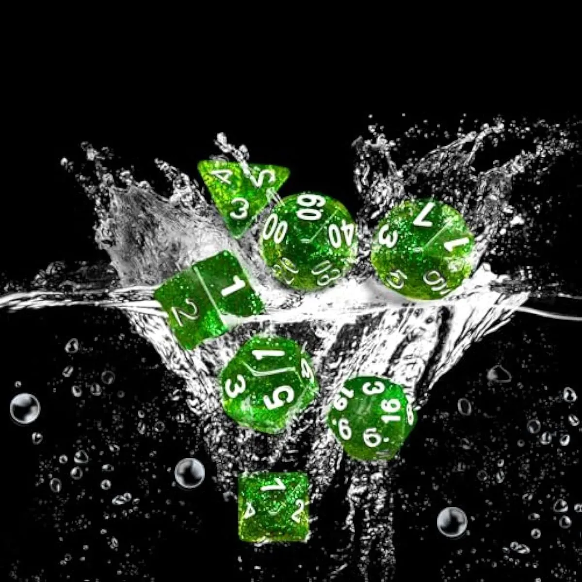 Green Starry Sky Dice Set