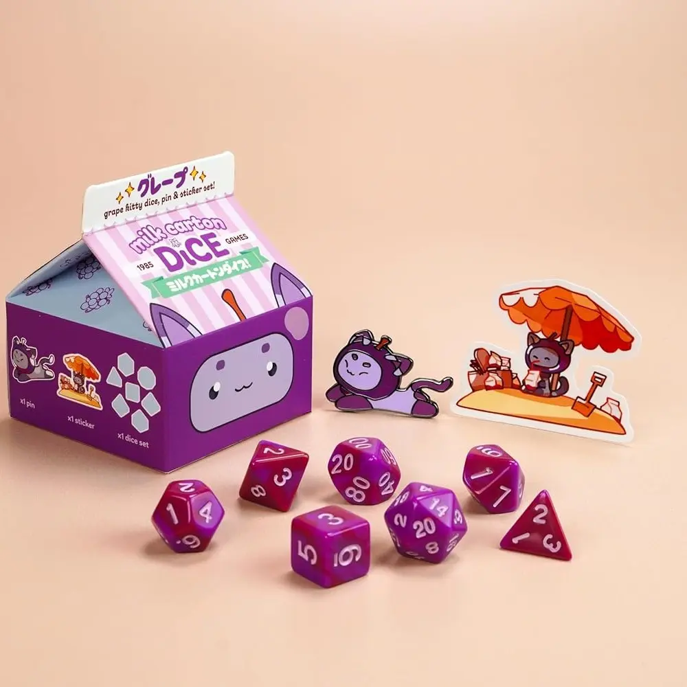 Grape Kawaii Cat Dice Set