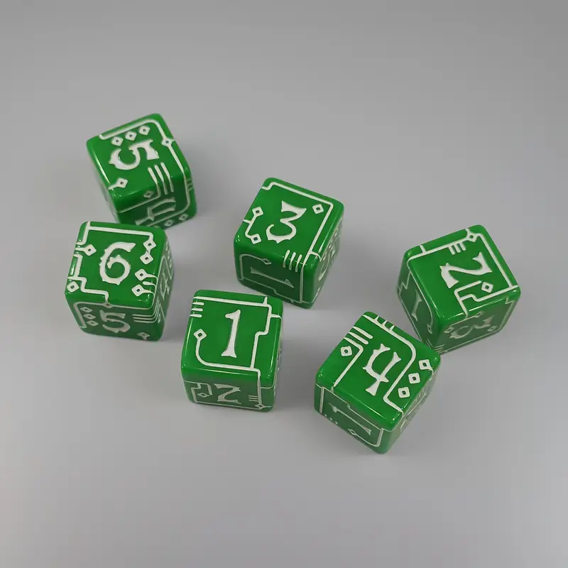 Mechanical Line Pattern D6 Dice