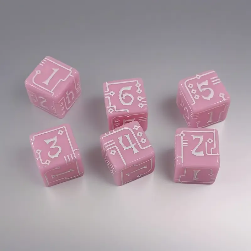 Mechanical Line Pattern D6 Dice