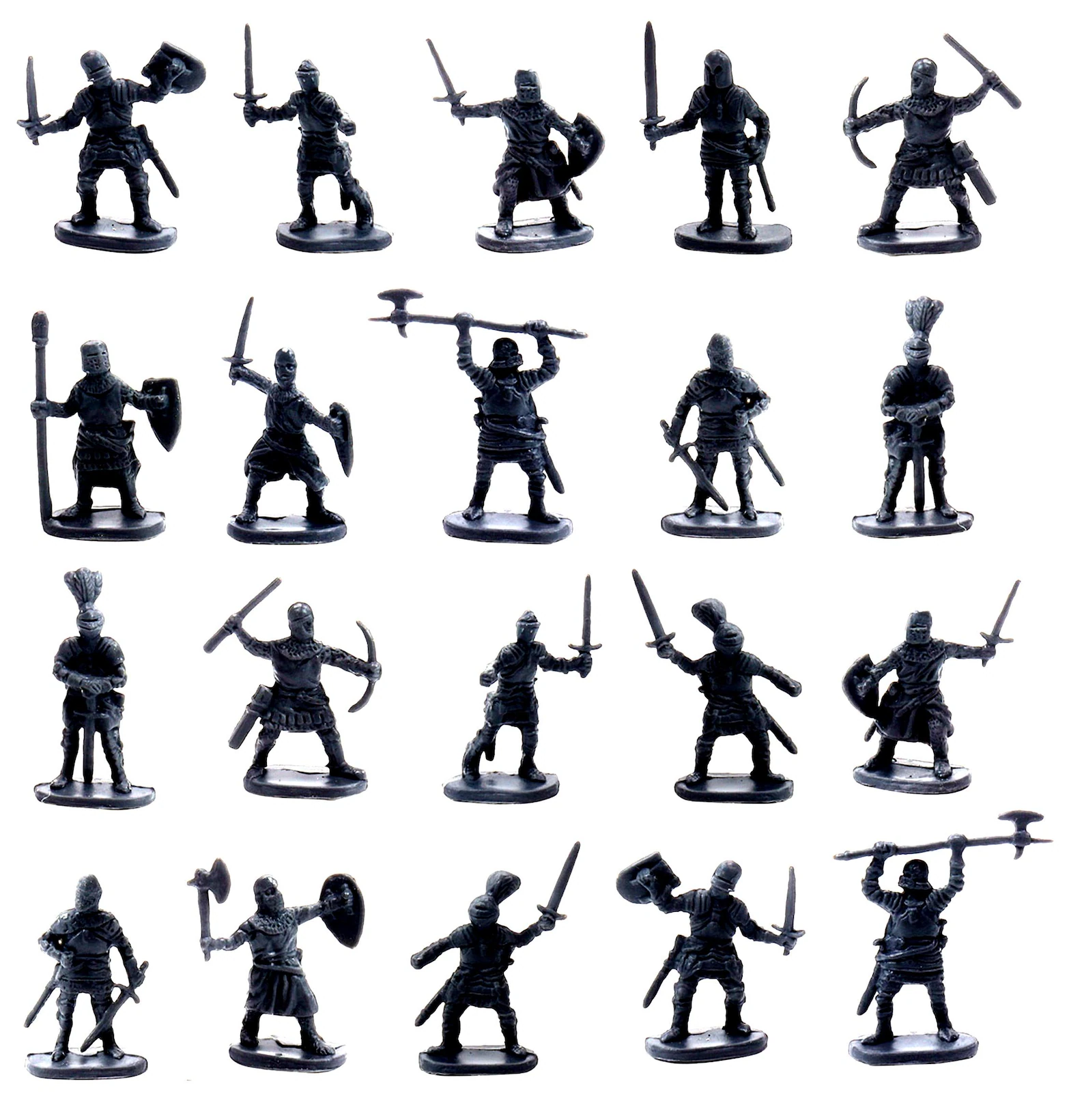 Set of 20 x Unpainted Miniature Figures On Bases Ready