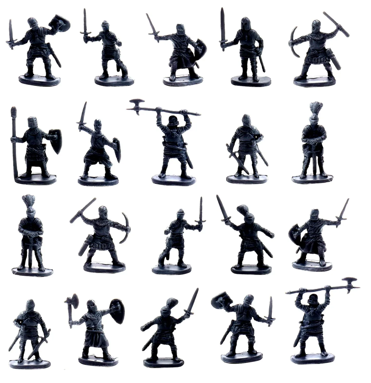 Set of 20 x Unpainted Miniature Figures On Bases Ready