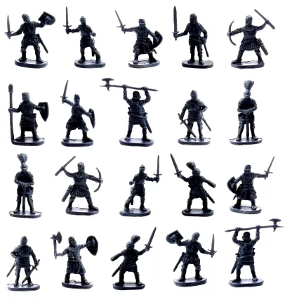 Set of 20 x Unpainted Miniature Figures On Bases Ready