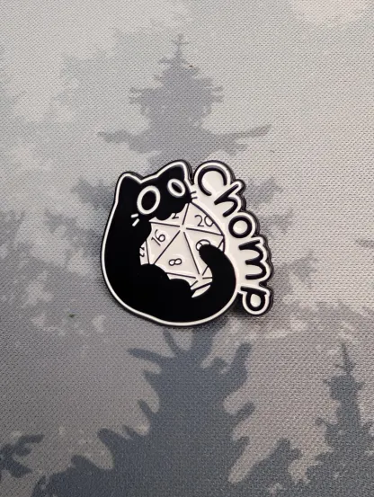 Black Cat D20 Enamel Pin