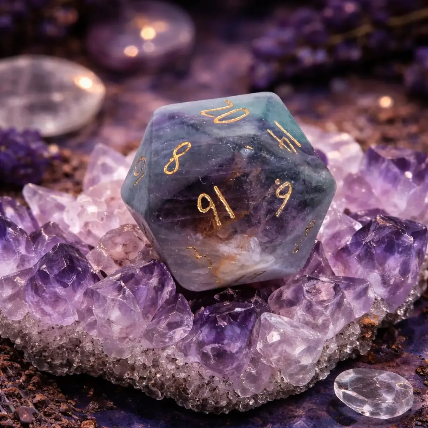 Fluorite Crystal Dice Set 