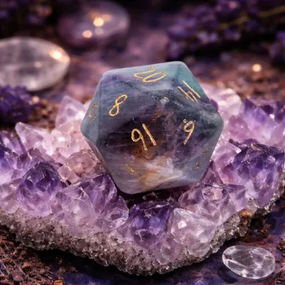 Fluorite Crystal Dice Set 