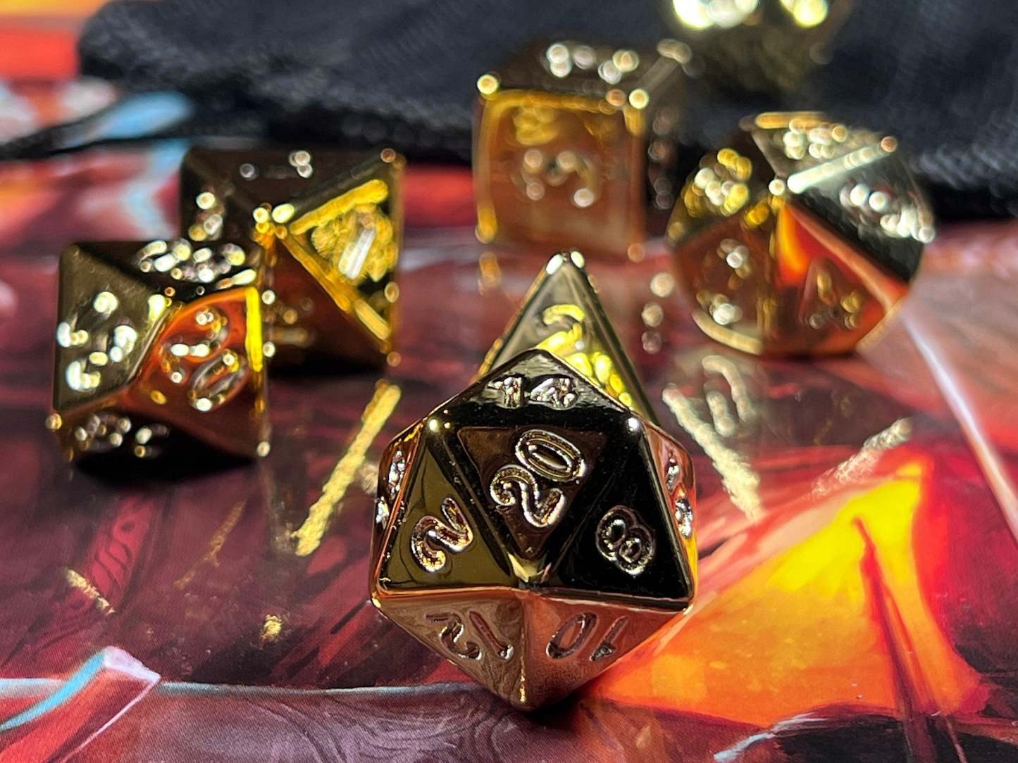 Gold Chrome DnD Dice Set (Give away a random dice)