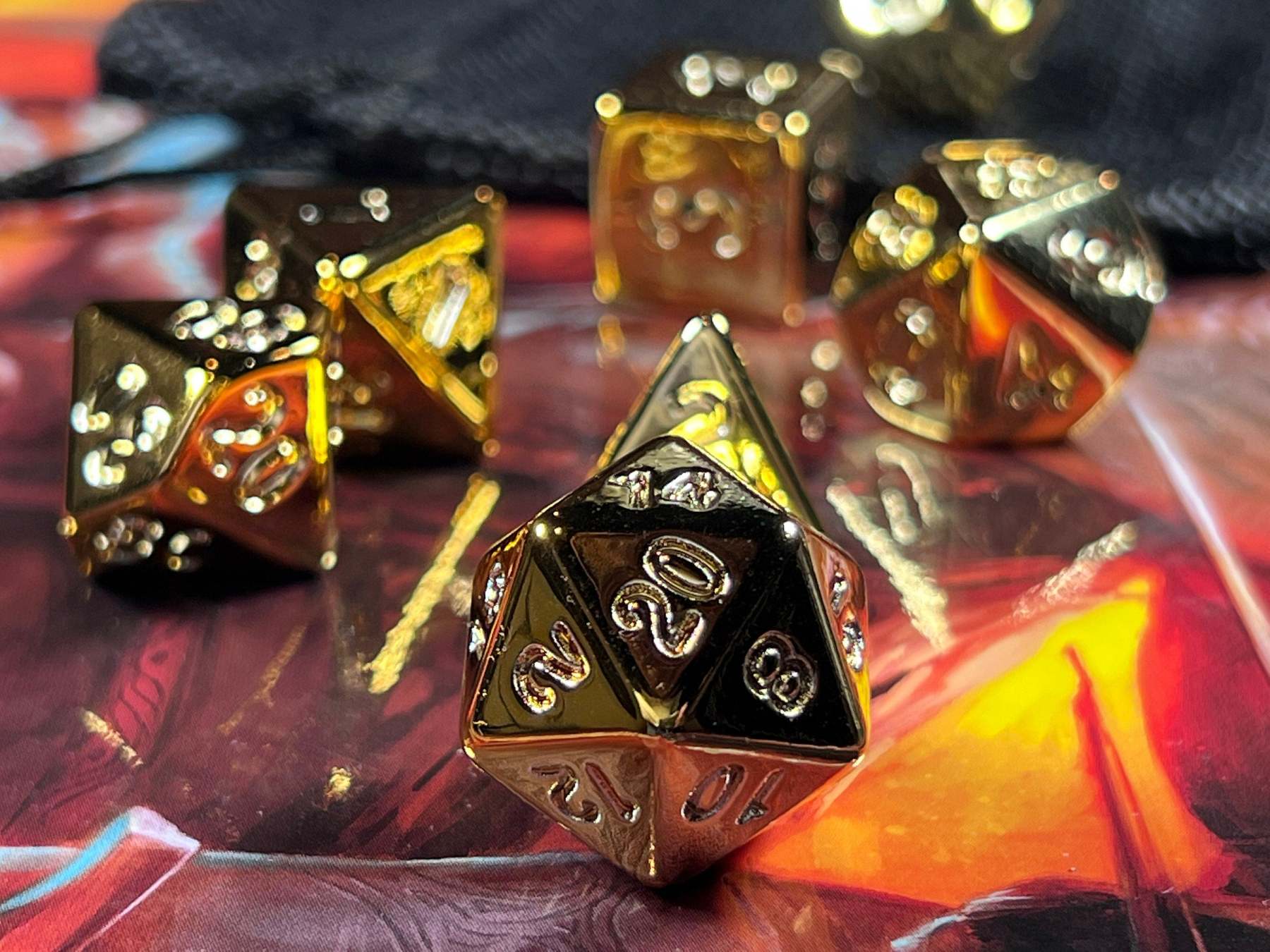 Gold Chrome DnD Dice Set (Give away a random dice)