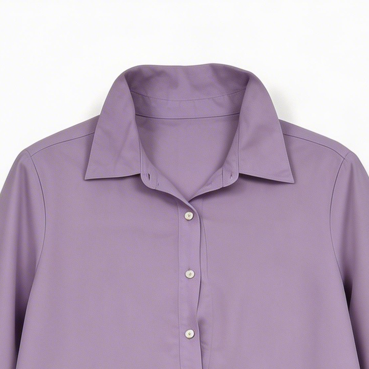 Chic Lavender Shirt Dress - Flowy Ruffle Tiered Long Sleeve Dress  M-40510