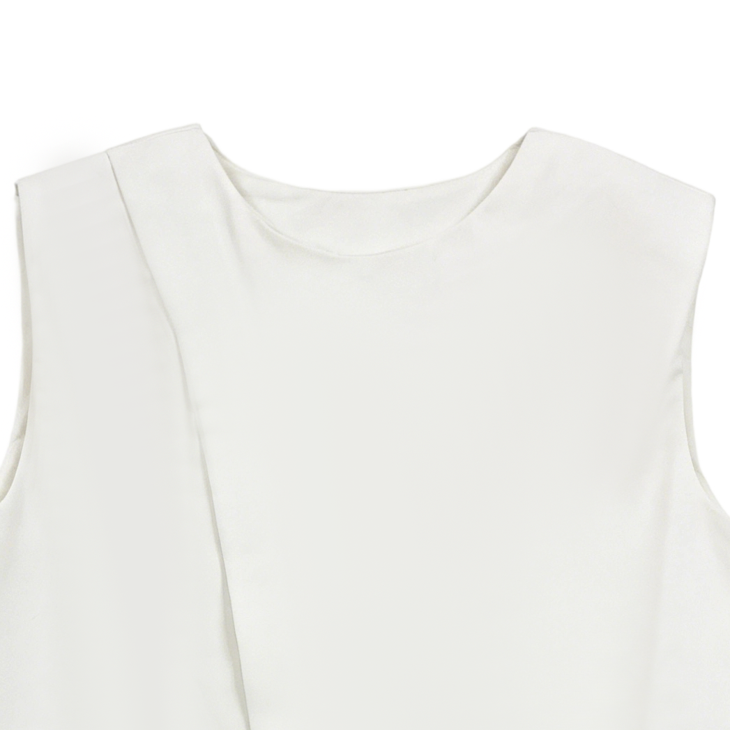 Elegant White Office Vest - High Neck Sleeveless Blazer Vest  S-2529 
