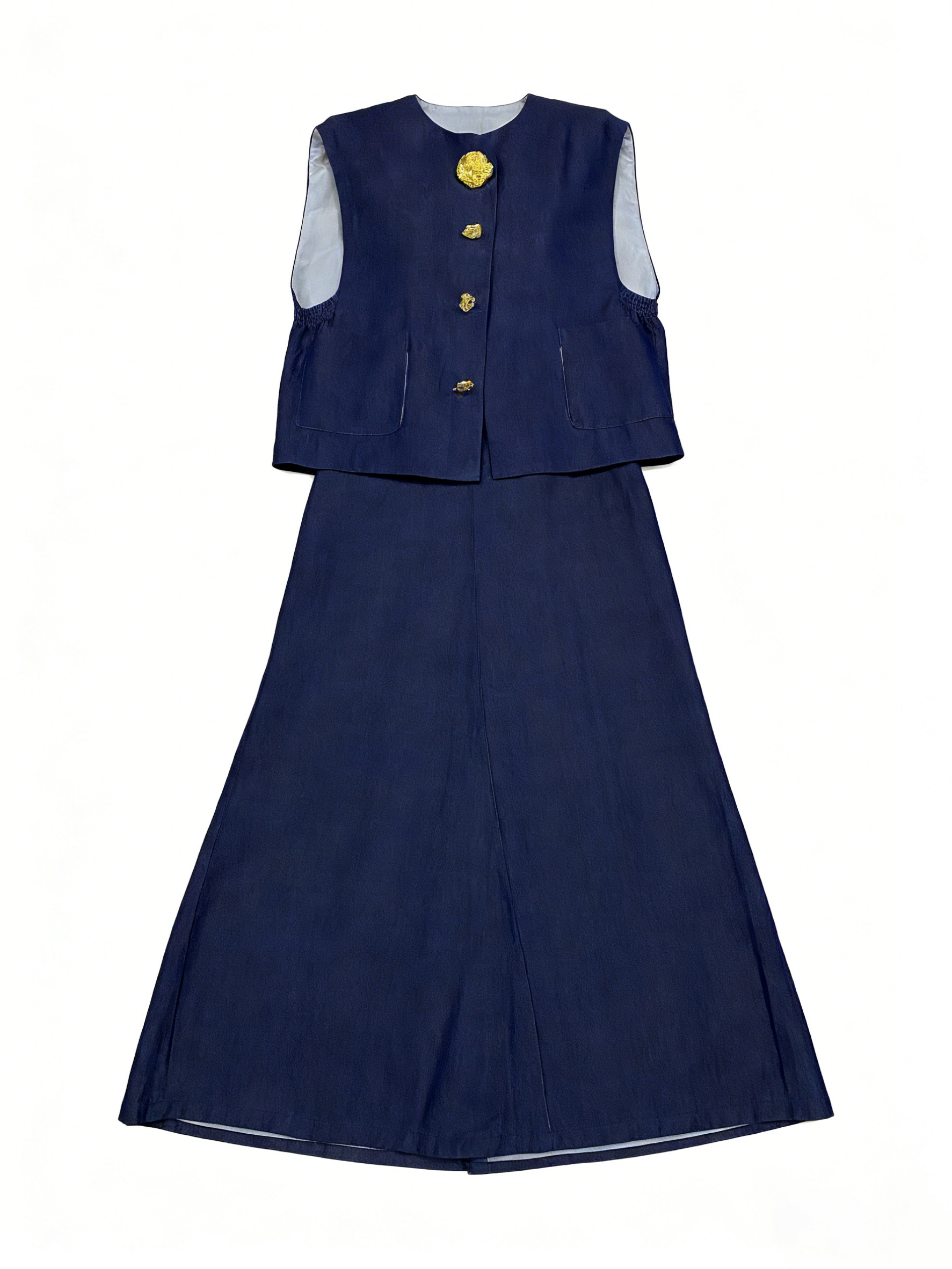 Women’s Minimal Two Piece Set – Sleeveless Top & Wide Leg Pants Elegant Workwear C-36453+C-41226