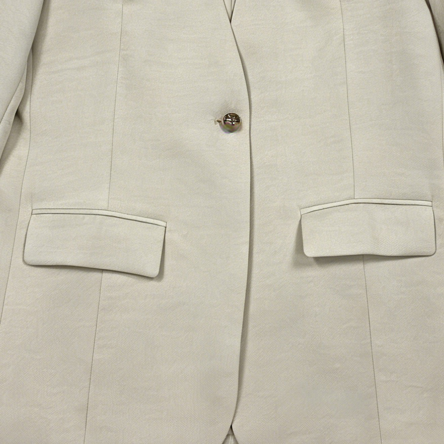 Minimalist Collarless Blazer, Sophisticated Tailored Jacket C-38668